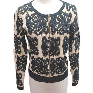Double Zero Embroidered Knit Zip-up  Cardigan Sweater Women's Size Small